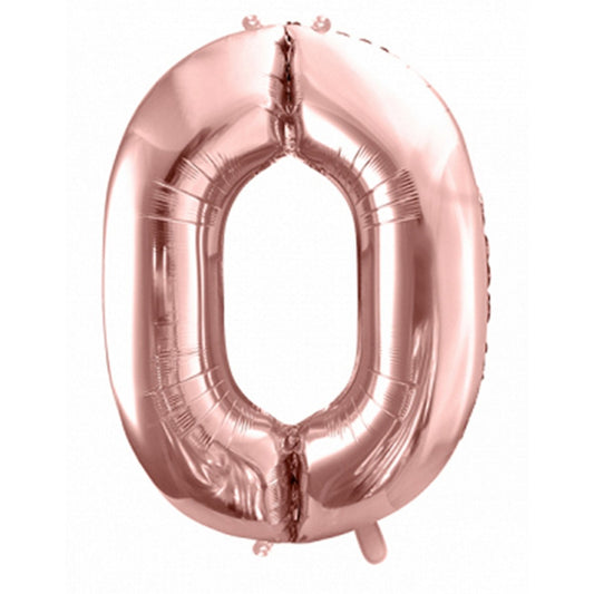 XXL Folienballon "Zahl 0" Rose - 86cm - Party im Karton