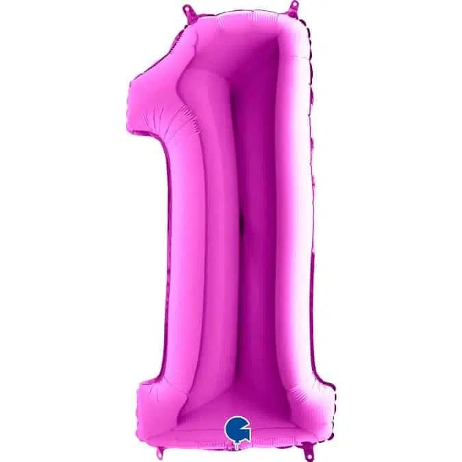 XXL Folienballon "Zahl 1" Lila - 102cm - Party im Karton