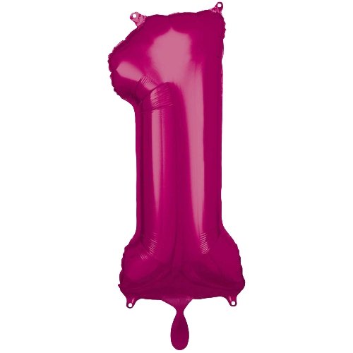 XXL Folienballon "Zahl 1" Pink - 83cm - Party im Karton
