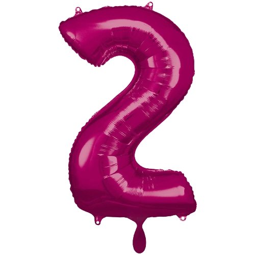 XXL Folienballon "Zahl 2" Pink - 86cm - Party im Karton