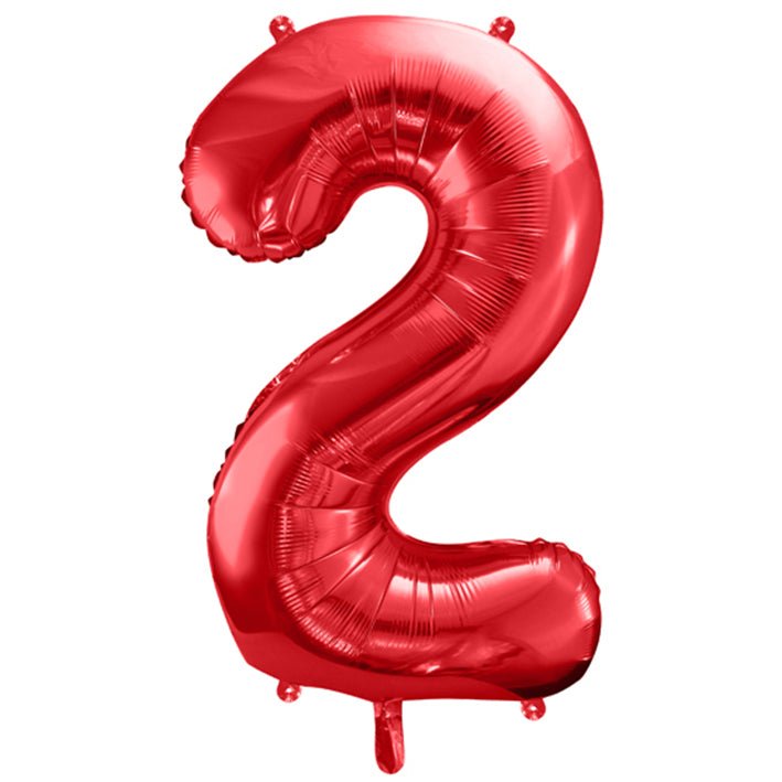 XXL Folienballon "Zahl 2" Rot- 86cm - Party im Karton