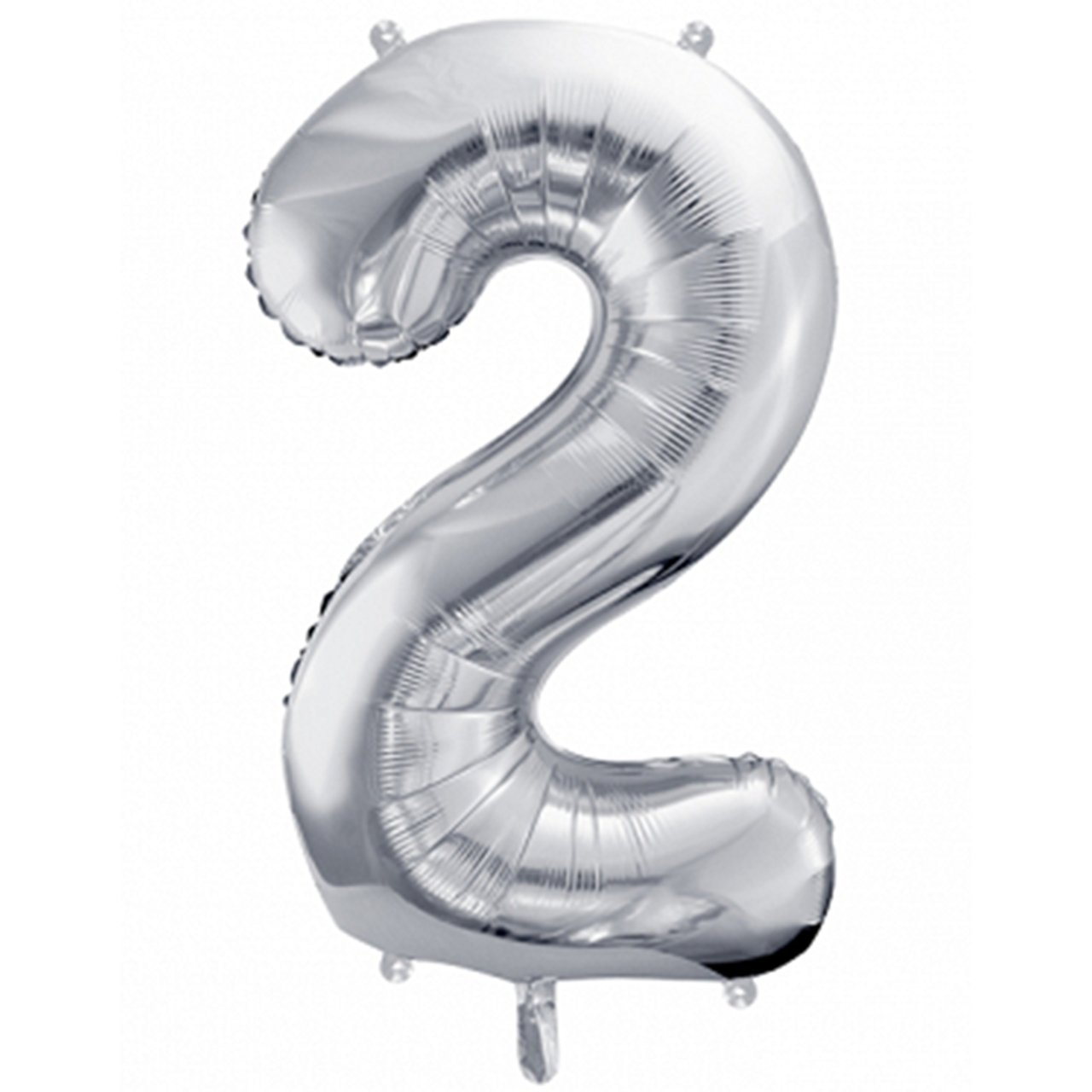 XXL Folienballon "Zahl 2" Silber - 86cm - Party im Karton