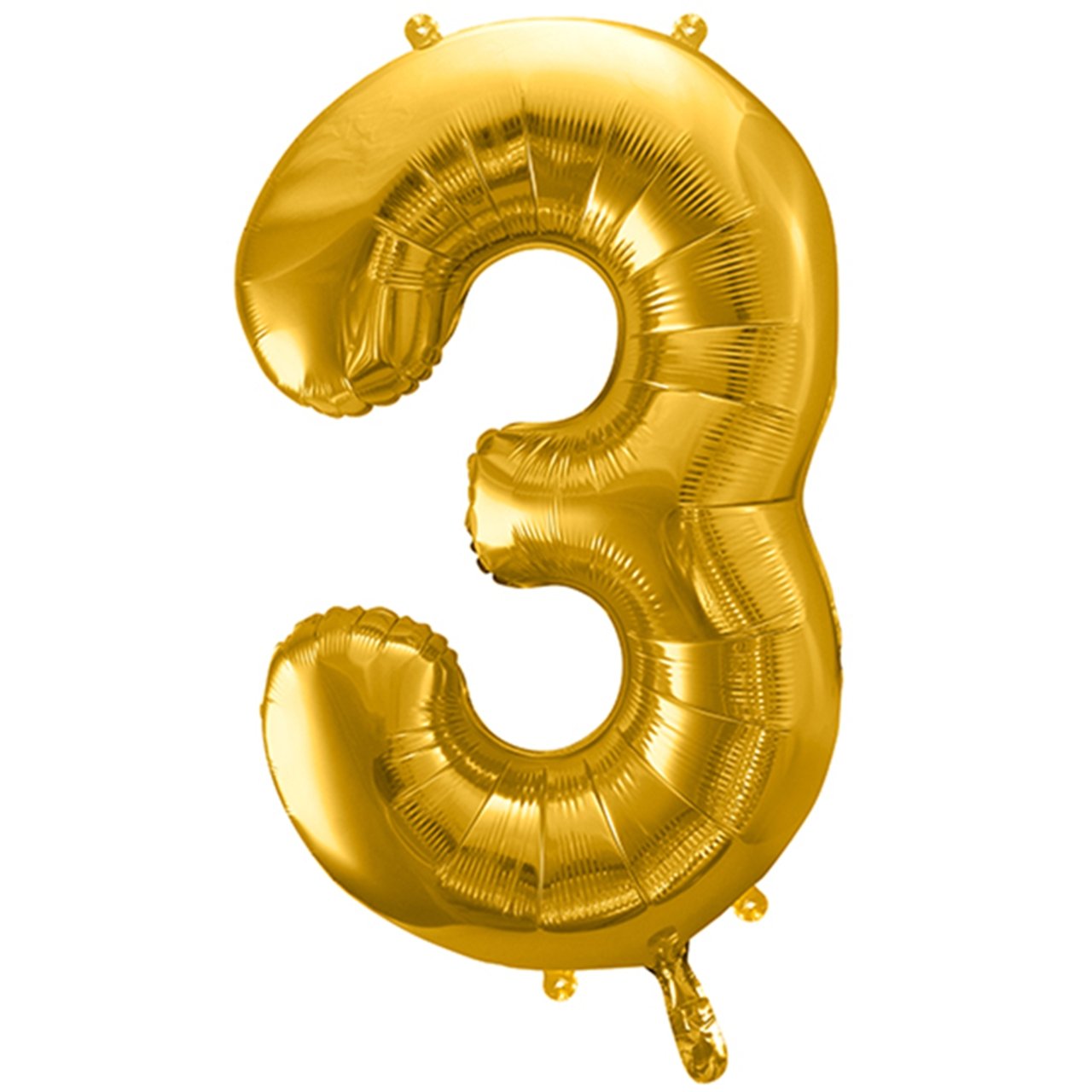 XXL Folienballon "Zahl 3" Gold - 86cm - Party im Karton
