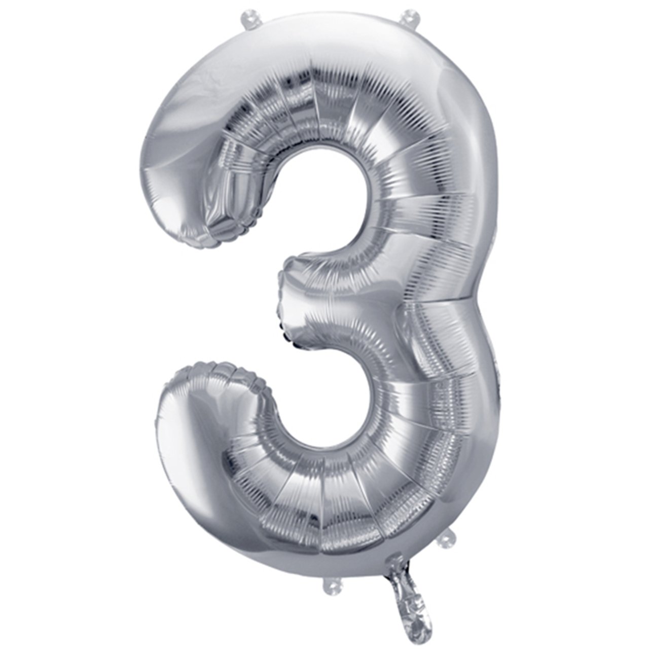 XXL Folienballon "Zahl 3" Silber - 86cm - Party im Karton