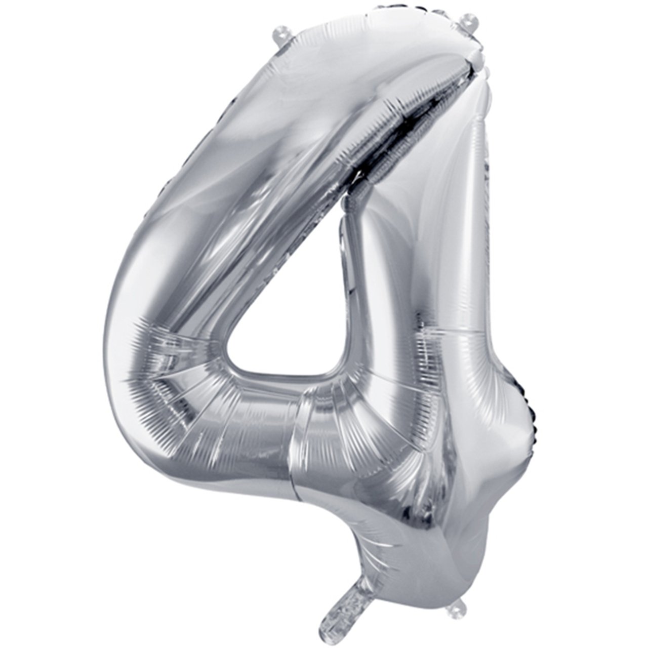 XXL Folienballon "Zahl 4" Silber - 86cm - Party im Karton