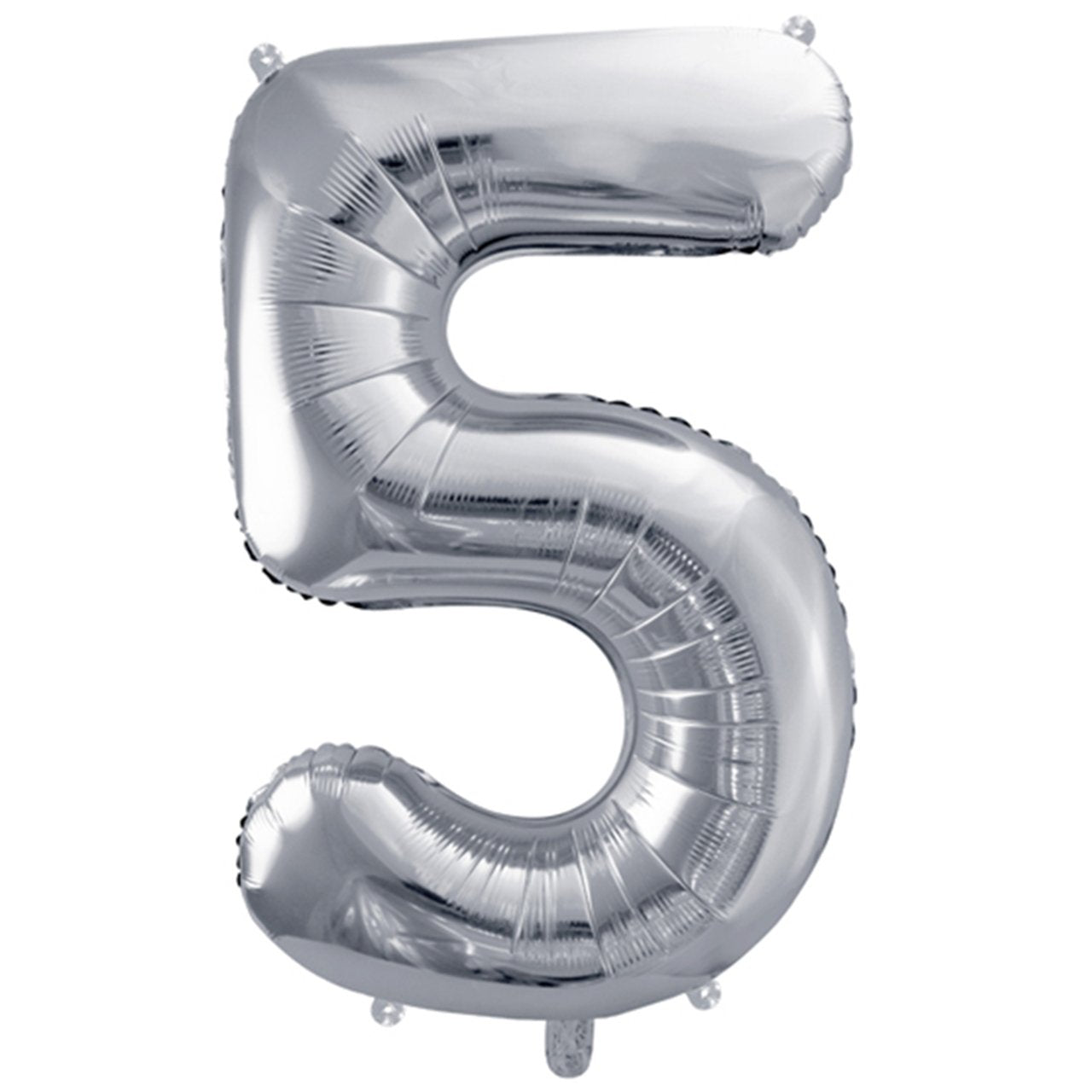XXL Folienballon "Zahl 5" Silber - 86cm - Party im Karton