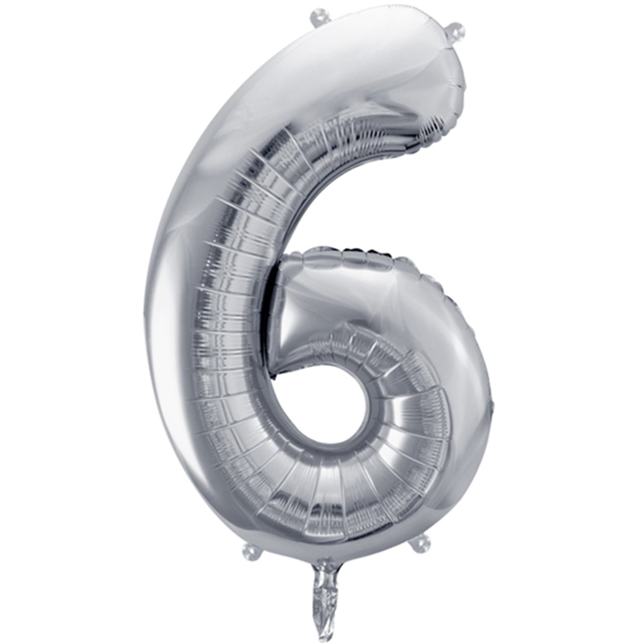 XXL Folienballon "Zahl 6" Silber - 86cm - Party im Karton