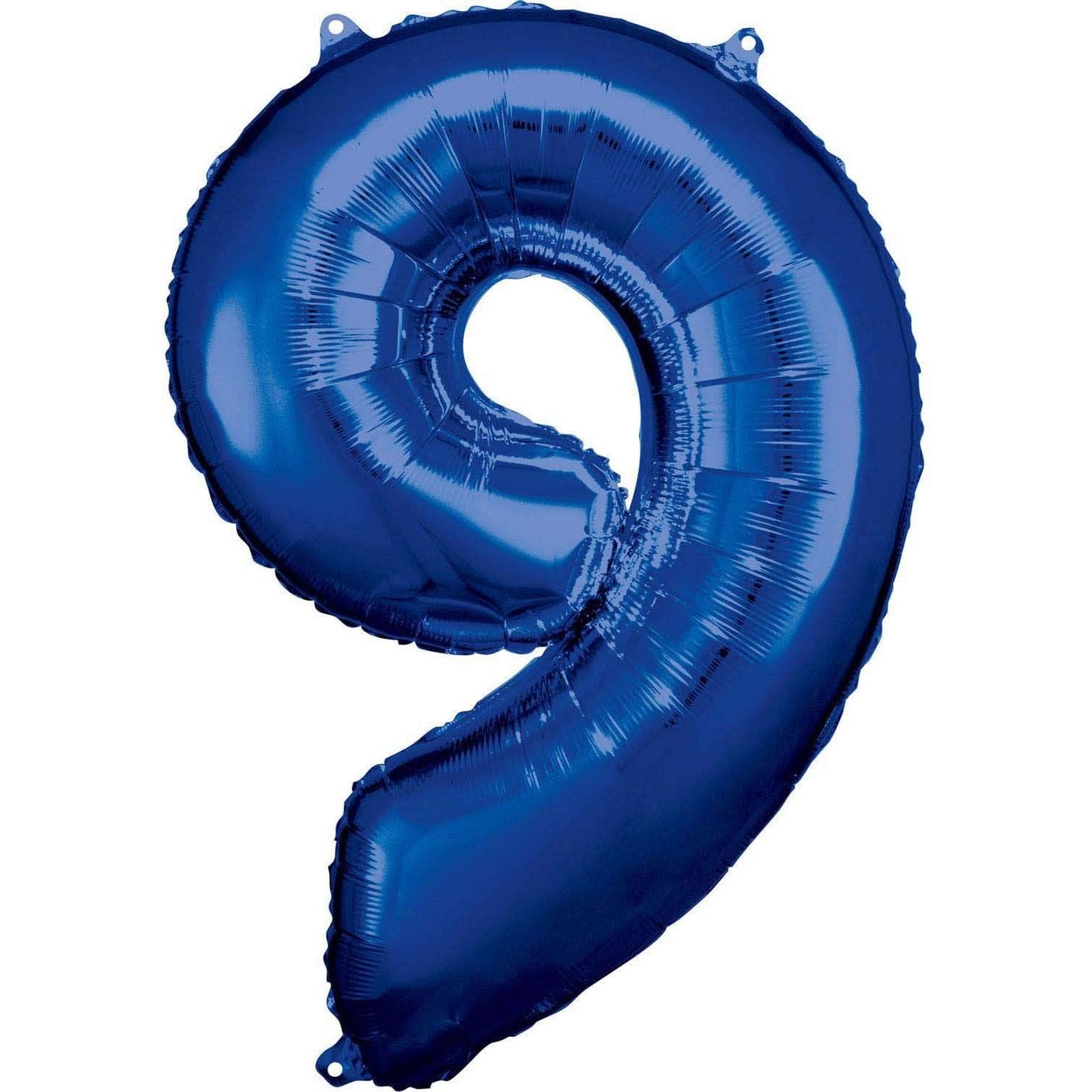 XXL Folienballon "Zahl 9" Blau- 86cm - Party im Karton