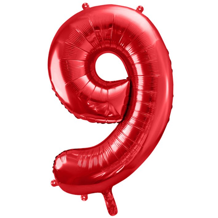 XXL Folienballon "Zahl 9" Rot- 86cm - Party im Karton